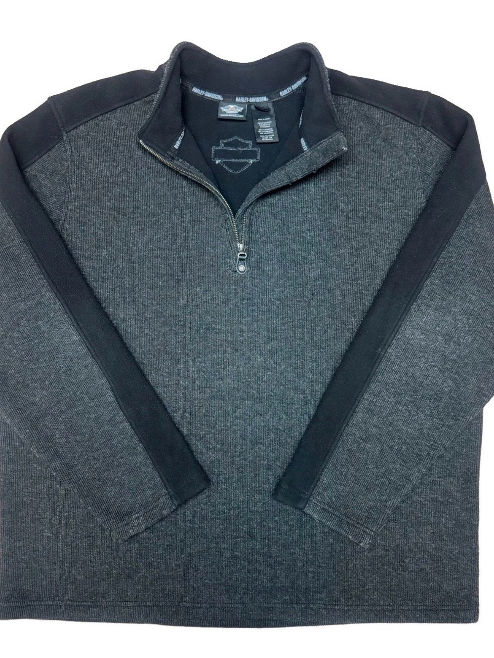 Harley-Davidson Men's Dark Gray and Black Zip-Up Pullover